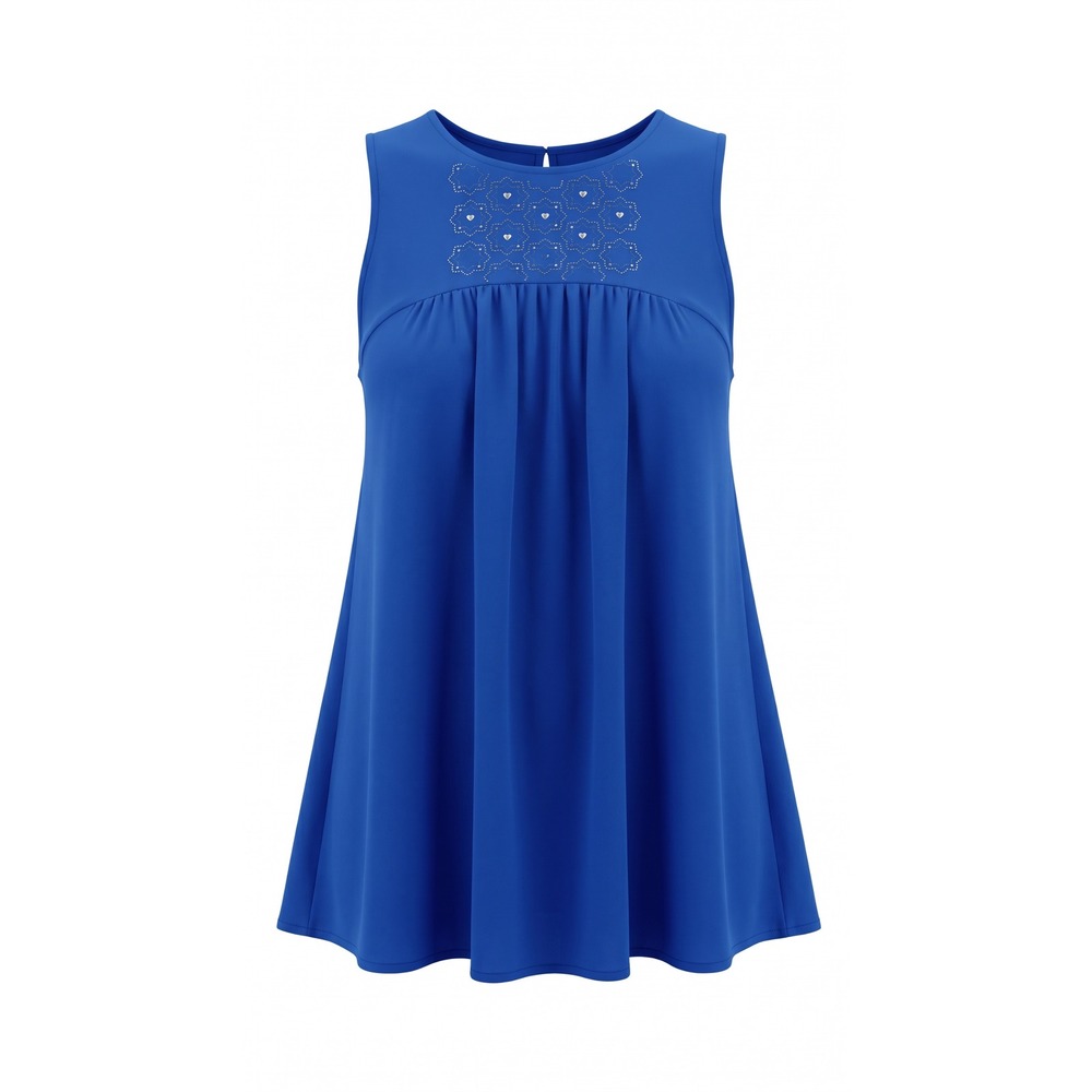 Faded Glory Womens Ultra Blue Embroidered Sleeveless Babydoll Top XXL FGL25926SO